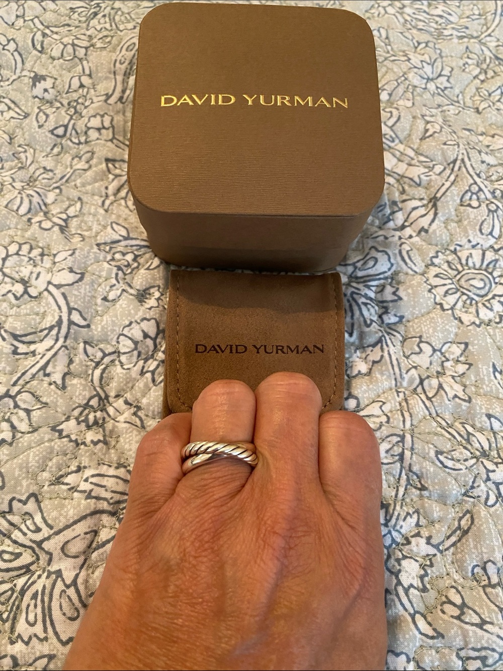 David Yurman Sterling Silver Cable Triple-Row Crossover Ring - Picture 7 of 8
